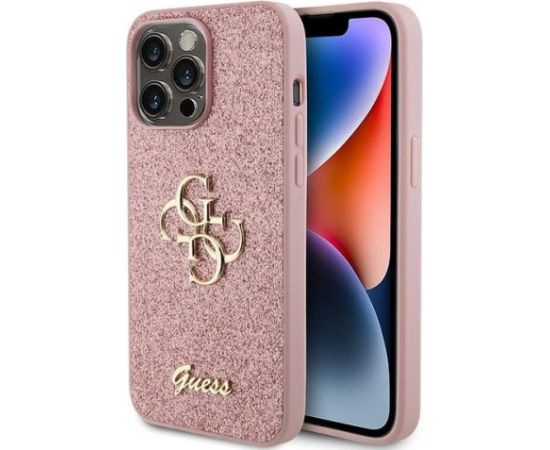 Guess Glitter Script Big 4G Back Case Aizsargapvalks Priekš Apple iPhone 15 Pro Max