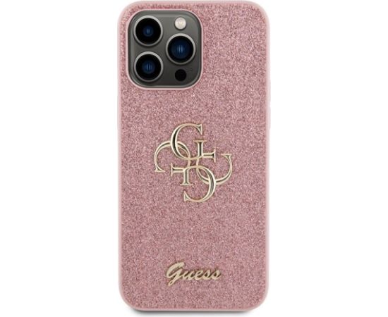 Guess Glitter Script Big 4G Back Case Aizsargapvalks Priekš Apple iPhone 15 Pro Max
