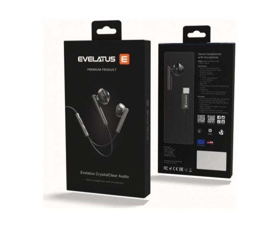 Evelatus   Crystal Clear Audio headphones with Type-C with microphone Black