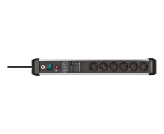 Brennenstuhl Premium-Protect-Line 6-way power strip (black/aluminium, 5 metres, 60,000A surge protection)