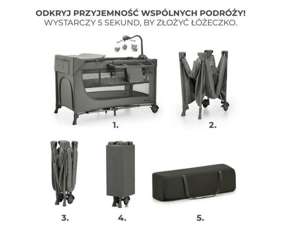KinderKraft Łóżeczko turystyczne JOY 2 DARK GREY
