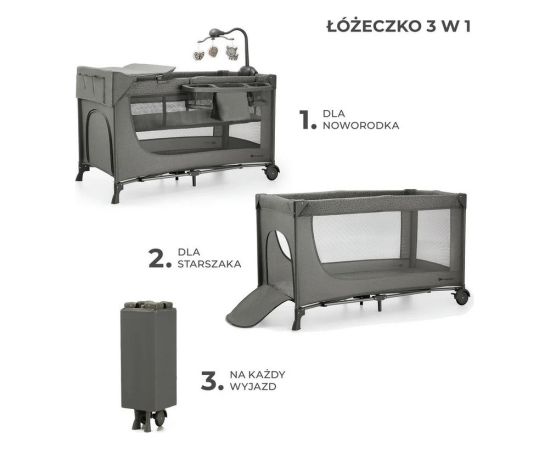 KinderKraft Łóżeczko turystyczne JOY 2 DARK GREY