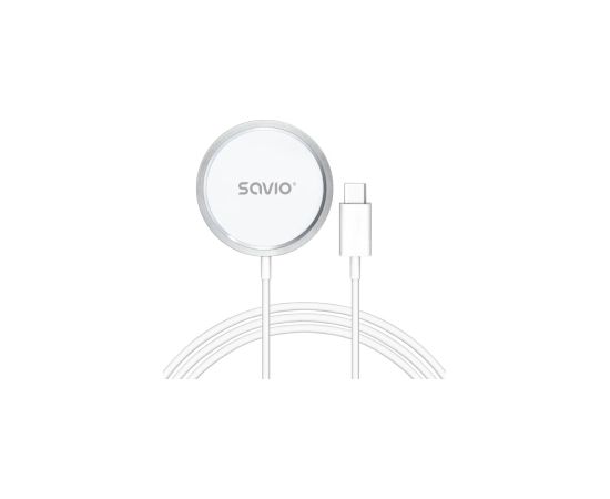 Bezvadu Lādētājs Savio ar USB - USB-C kabeli 15W 1m White