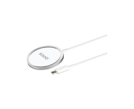 Bezvadu Lādētājs Savio ar USB - USB-C kabeli 15W 1m White