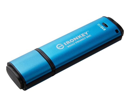 Kingston IronKey Vault Privacy 50 512 GB, USB stick (light blue/black, USB-C 3.2 Gen 1)