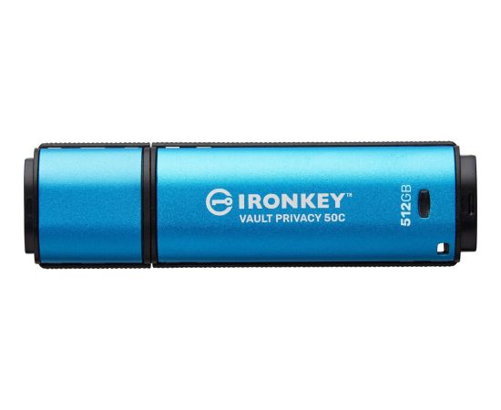 Kingston IronKey Vault Privacy 50 512 GB, USB stick (light blue/black, USB-C 3.2 Gen 1)
