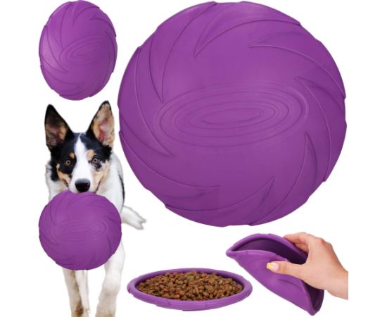Springos Frisbi sobakam, 2 vienā, aportivochnyj диск, bļoda edy, diametrs 18 cm, violeta