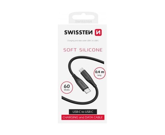 Swissten Soft Silicone USB-C - USB-C 60W кабель 0.4m