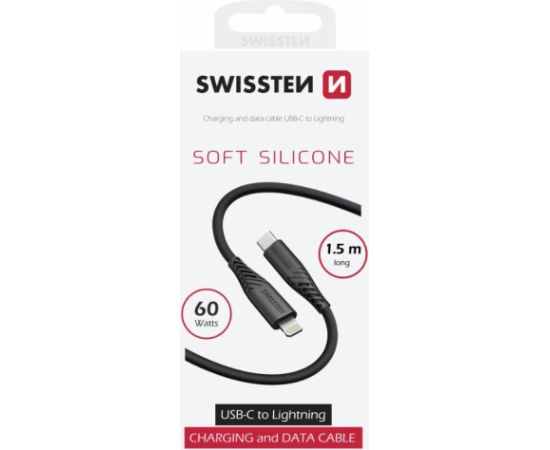 Swissten Soft Silicone USB-C - Lightning 60W Кабель для передачи данных и зарядки 1.5m