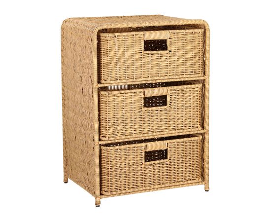 Shelf with 3 baskets BASILE 40x30xH56cm, natural