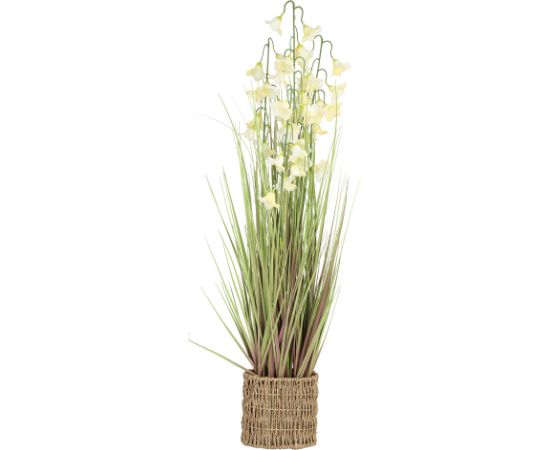 Mākslīgais zieds IN GARDEN H87cm, balta pulkstenīte, zāle ar podiņu