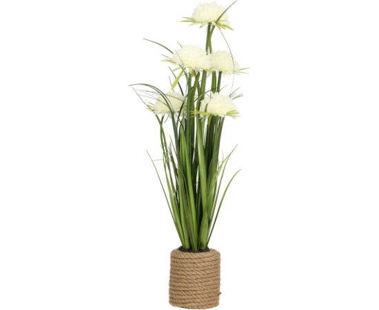 Artificial flower IN GARDEN H70cm, white chrysanthemum, grass with pot