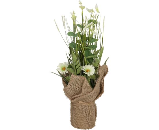 Artificial flower IN GARDEN H35cm, white daisy, grass with pot