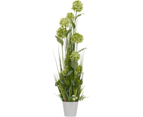 Mākslīgais zieds IN GARDEN H120cm, zaļa hortenzija, zāle ar podiņu