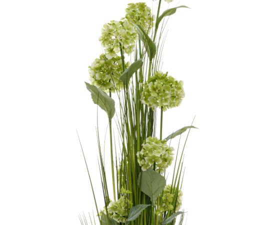 Mākslīgais zieds IN GARDEN H120cm, zaļa hortenzija, zāle ar podiņu