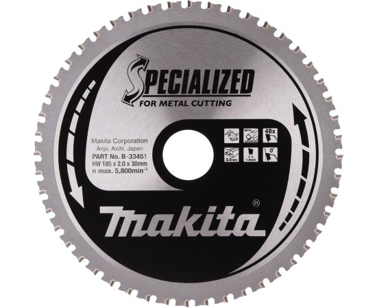 Griešanas disks metālam Makita B-33451; 185x2x30 mm