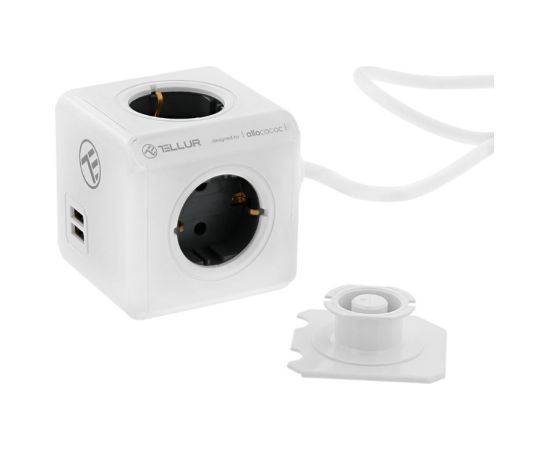 Tellur Power Cube Extended, Power strip 4 Outlets + 2xUSB ports, 1.5m cable white