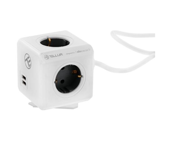 Tellur Power Cube Extended, Power strip 4 Outlets + 2xUSB ports, 1.5m cable white