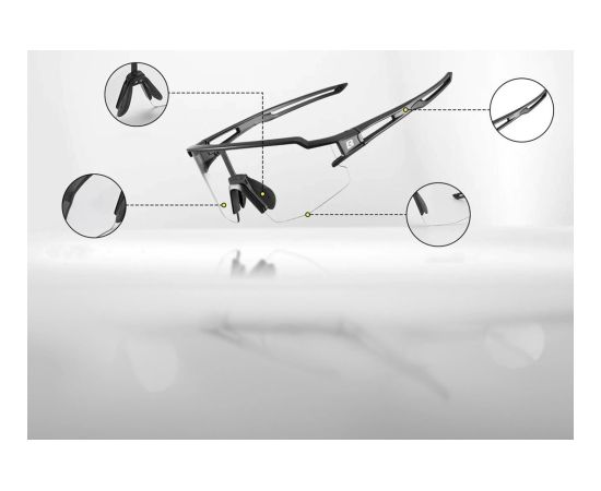 Rockbros 10175 UV400 photochromic cycling glasses, black