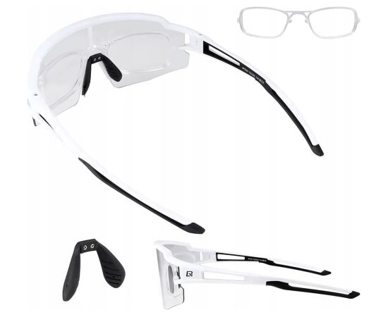 Photochromic cycling glasses with UV protection and corrective insert, Rockbros, white