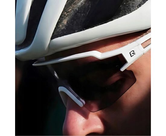 Photochromic cycling glasses with UV protection and corrective insert, Rockbros, white