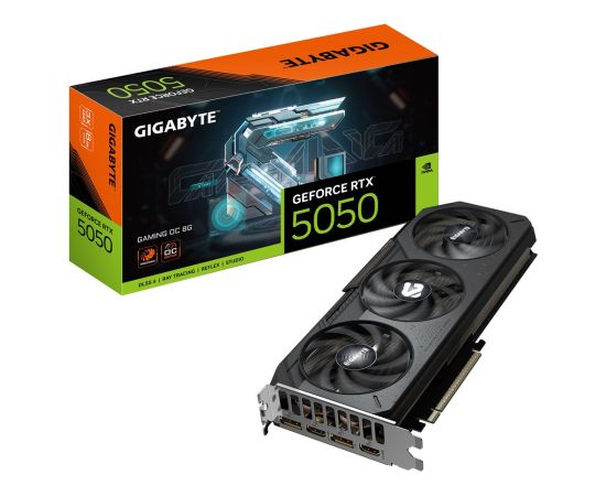GIGABYTE GeForce RTX 5050 GAMING OC 8G Graphics Card - 8GB GDDR6, 128bit, PCI-E 5.0, 2632MHz Core Clock, 2 x DP, 2 x HDMI, NVIDIA DLSS 4, GV-N5050GAMING OC-8GD