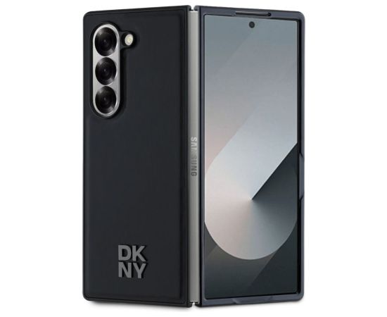 DKNY -  DKNY PU Leather Stack Logo MagSafe Case for Samsung Galaxy Z Fold 6 Black