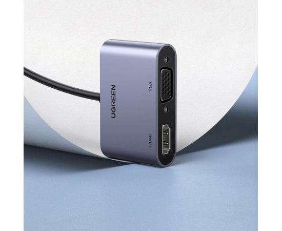 Адаптер-переходник Ugreen USB - HDMI 1.3 (1920 x 1080 @ 60Hz) + VGA 1.2 (1920 x 1080 @ 60Hz) серый (CM449)