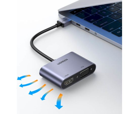 Адаптер-переходник Ugreen USB - HDMI 1.3 (1920 x 1080 @ 60Hz) + VGA 1.2 (1920 x 1080 @ 60Hz) серый (CM449)
