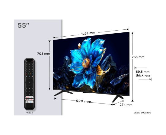 TCL P7K 55P7K TV 139.7 cm (55") 4K Ultra HD Smart TV Wi-Fi Metallic 450 cd/m²