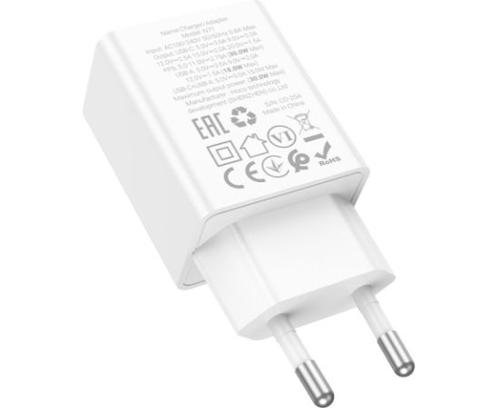 Сетевая зарядка Hoco N71 30W GaN USB-C/USB-A белая