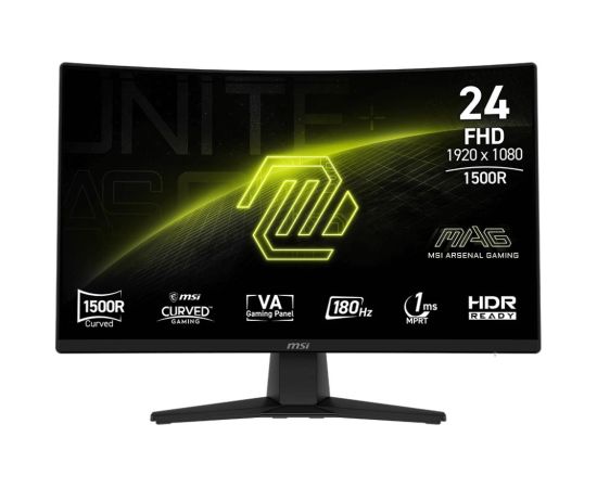 LCD Monitor MSI MAG 242C 23.6" Gaming/Curved/Frameless Matte Panel VA 1920x1080 16:9 180Hz 1 ms Colour Black MAG242C