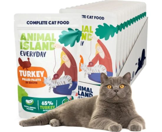 ANIMAL ISLAND Everyday Turkey fillets in broth - wet cat food - 12 x 85g