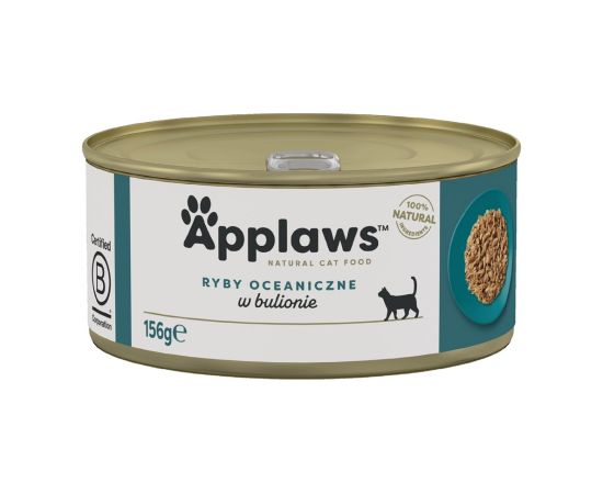 APPLAWS Ocean fish in broth - wet cat food - 156g Kaķu konservi