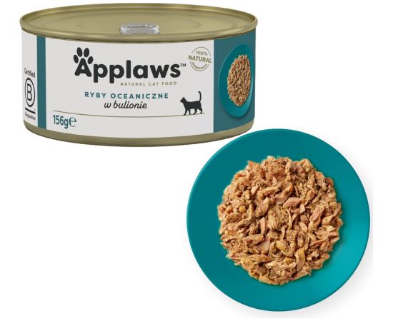 APPLAWS Ocean fish in broth - wet cat food - 156g Kaķu konservi