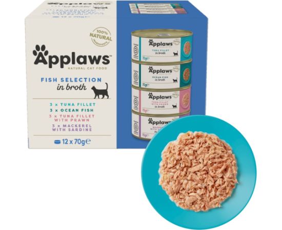 APPLAWS Fish selection multipack in broth - wet cat food - 12x70g