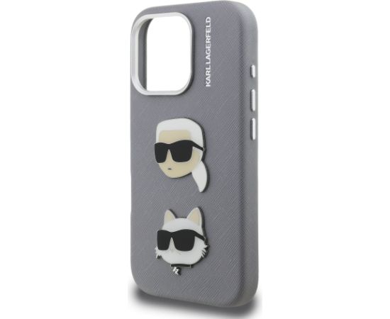 Karl Lagerfeld Grained PU K&CH Heads Case Aizsargapvalks priekš Apple iPhone 16 Pro Neoriģinālie Maciņi