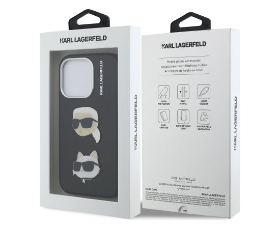 Karl Lagerfeld Grained PU K&CH Heads Case Чехол для Apple iPhone 15 Pro