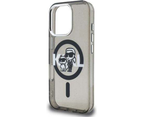Karl Lagerfeld IML Glitter Karl and Choupette Sketch MagSafe Case Aizsargapvalks priekš Apple iPhone 16 Pro Max