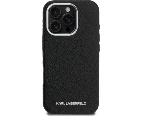 Karl Lagerfeld Grained PU Repeated Logo MagSafe Case Aizsargapvalks priekš Apple iPhone 16 Pro Max