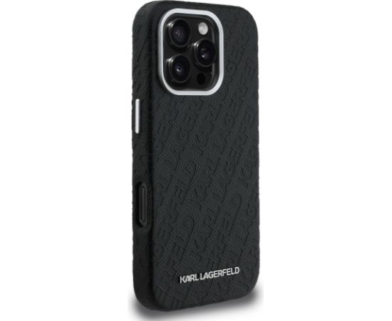 Karl Lagerfeld Grained PU Repeated Logo MagSafe Case Aizsargapvalks priekš Apple iPhone 16 Pro Max