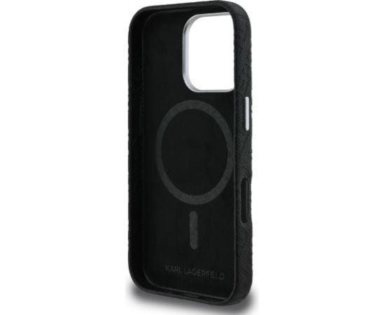 Karl Lagerfeld Grained PU Repeated Logo MagSafe Case Aizsargapvalks priekš Apple iPhone 16 Pro Max