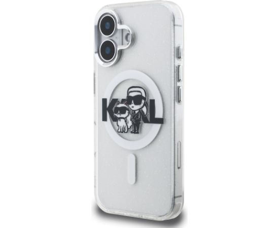 Karl Lagerfeld IML Glitter Karl and Choupette Sketch MagSafe Case Aizsargapvalks priekš Apple iPhone 16