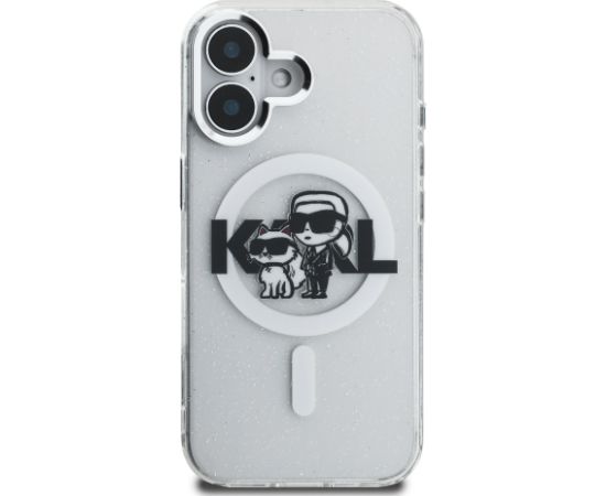 Karl Lagerfeld IML Glitter Karl and Choupette Sketch MagSafe Case Aizsargapvalks priekš Apple iPhone 16