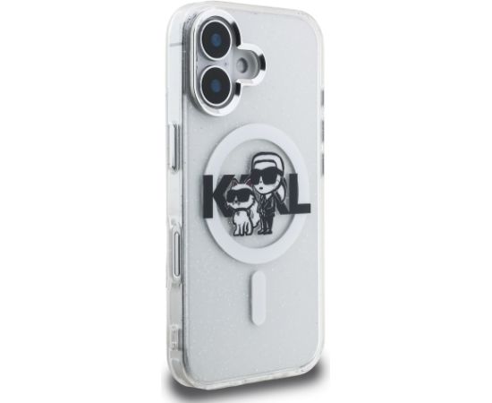 Karl Lagerfeld IML Glitter Karl and Choupette Sketch MagSafe Case Aizsargapvalks priekš Apple iPhone 16