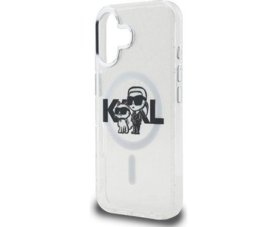 Karl Lagerfeld IML Glitter Karl and Choupette Sketch MagSafe Case Aizsargapvalks priekš Apple iPhone 16