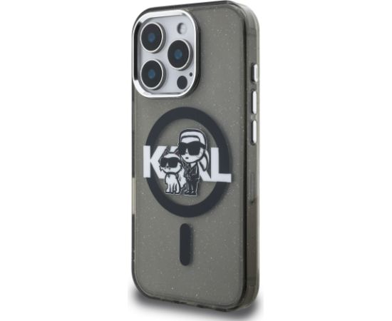 Karl Lagerfeld IML Glitter Karl and Choupette Sketch MagSafe Case Aizsargapvalks priekš Apple iPhone 16 Pro