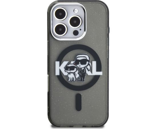 Karl Lagerfeld IML Glitter Karl and Choupette Sketch MagSafe Case Aizsargapvalks priekš Apple iPhone 16 Pro