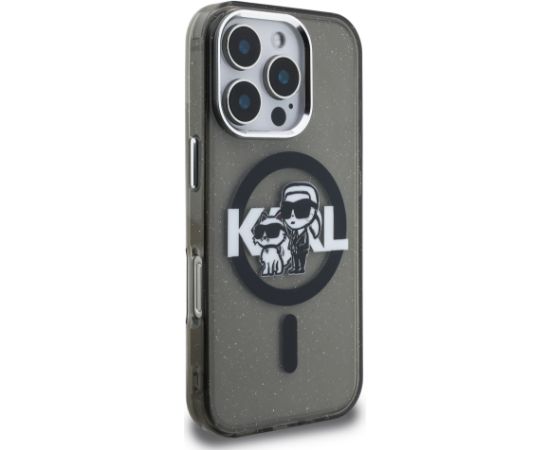 Karl Lagerfeld IML Glitter Karl and Choupette Sketch MagSafe Case Aizsargapvalks priekš Apple iPhone 16 Pro