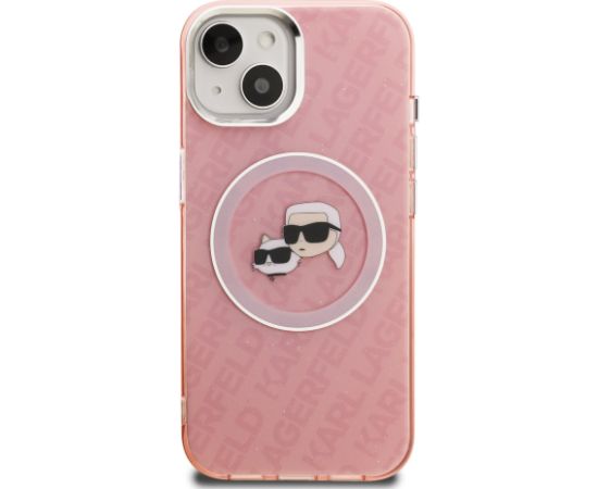 Karl Lagerfeld IML K&CH Heads Repeated Logo MagSafe Case for iPhone 15 Pink